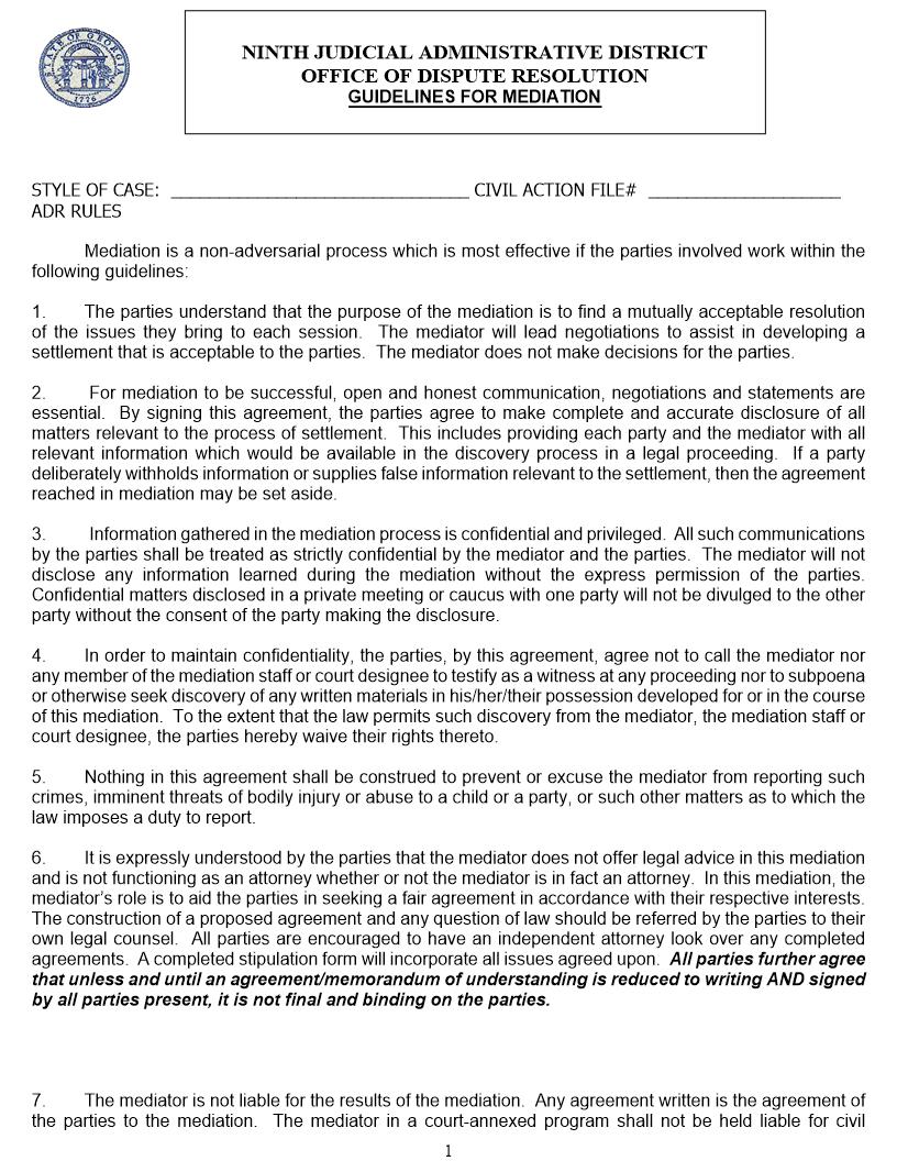 Guidelines For Mediation | Pdf Fpdf Docx | Georgia