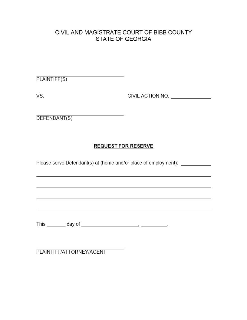 Request For Reserve | Pdf Fpdf Docx | Georgia