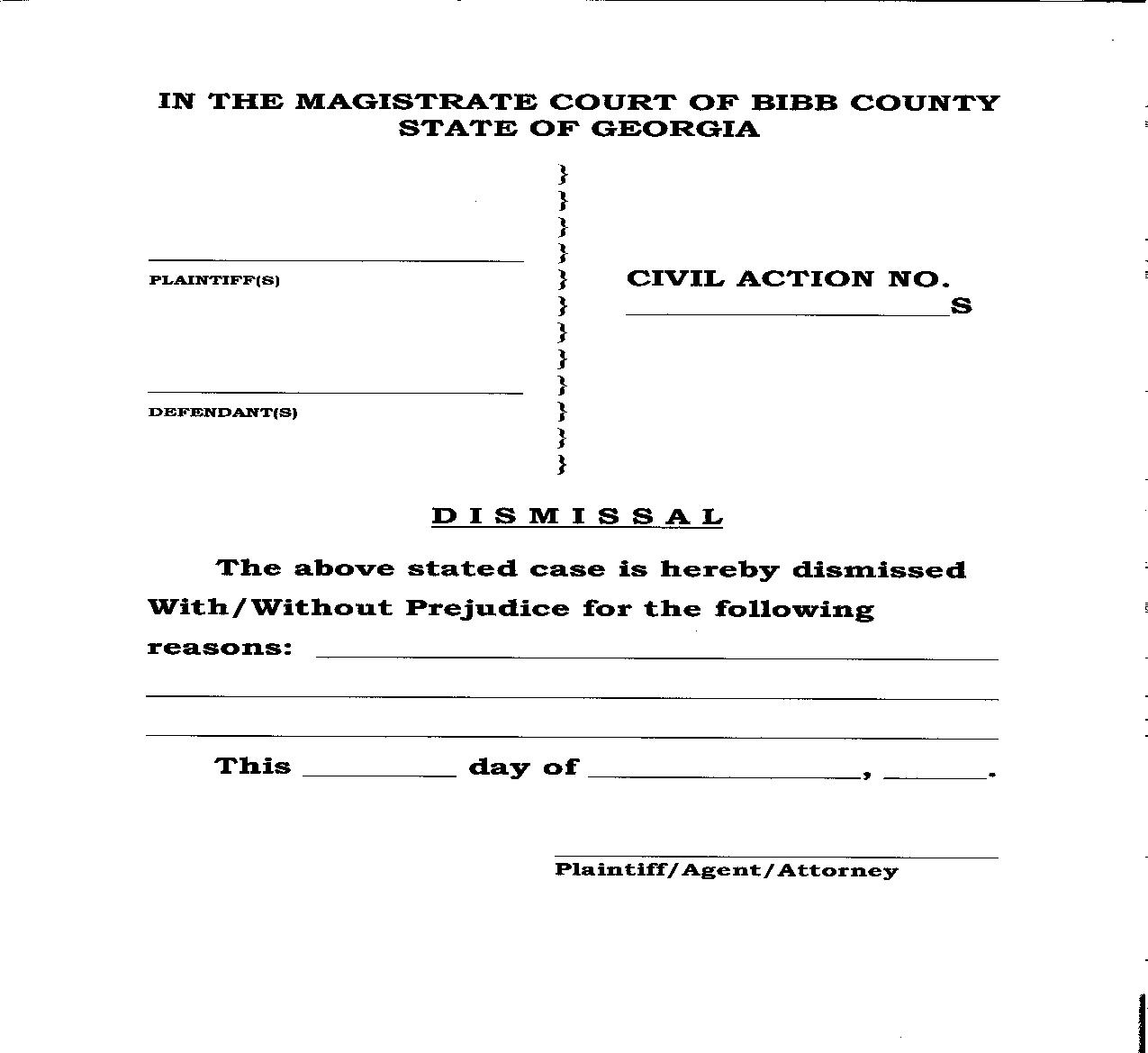 Dismissal (Order Dismissing Case) | Pdf Fpdf Doc Docx | Georgia