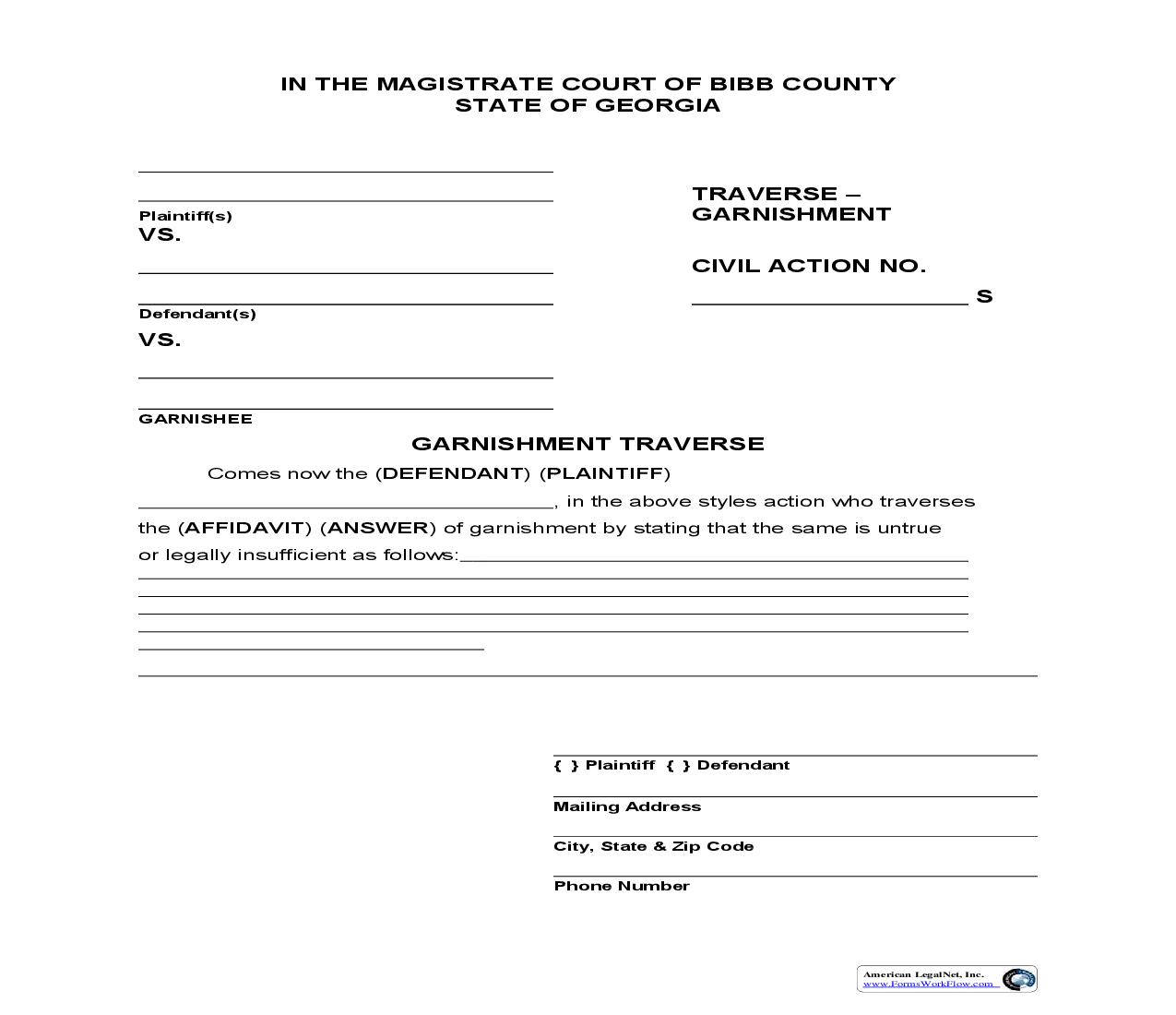 Traverse - Garnishment | Pdf Fpdf Doc Docx | Georgia