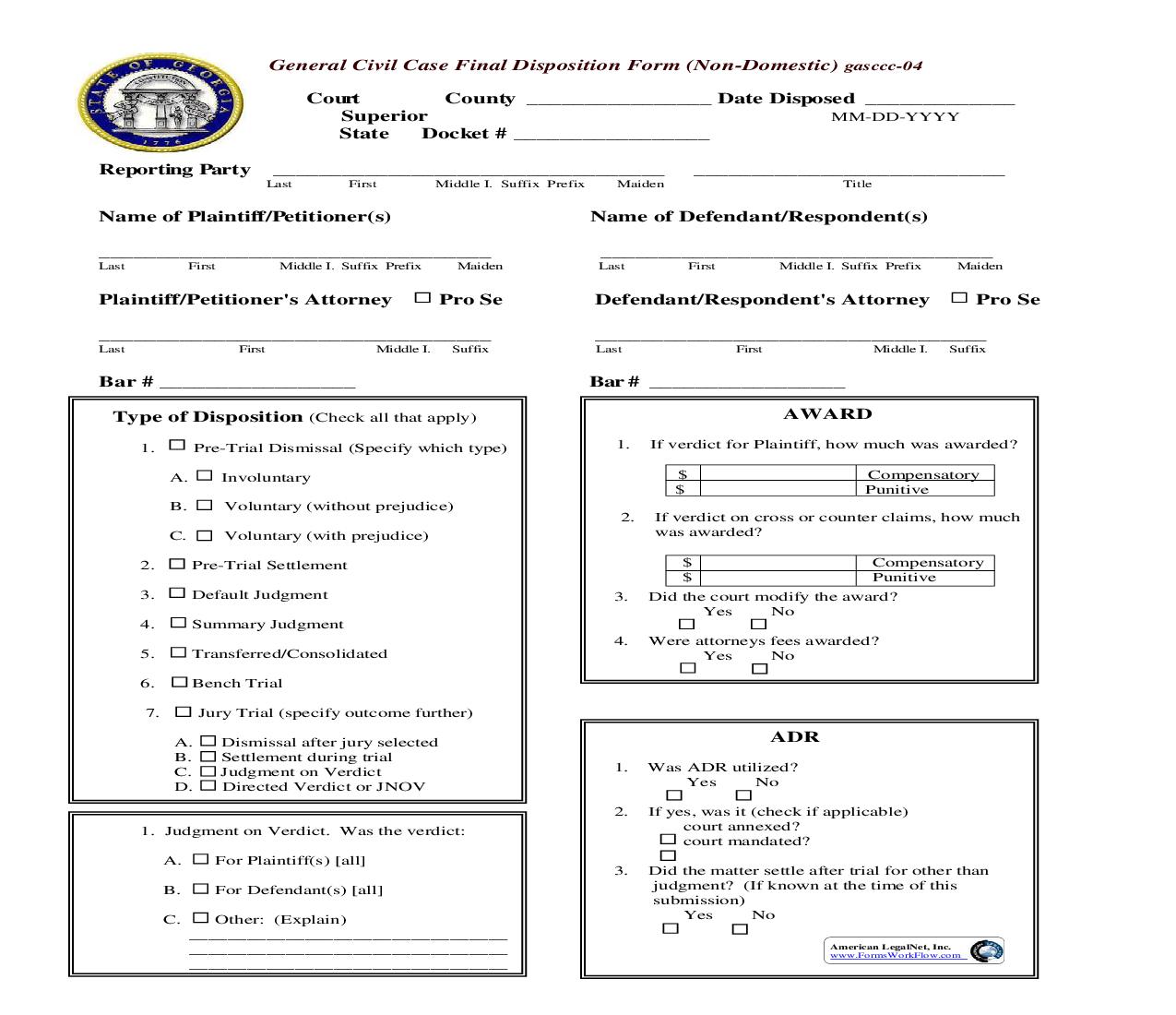 General Civil Case Final Disposition (Non-Domestic) |  | Georgia
