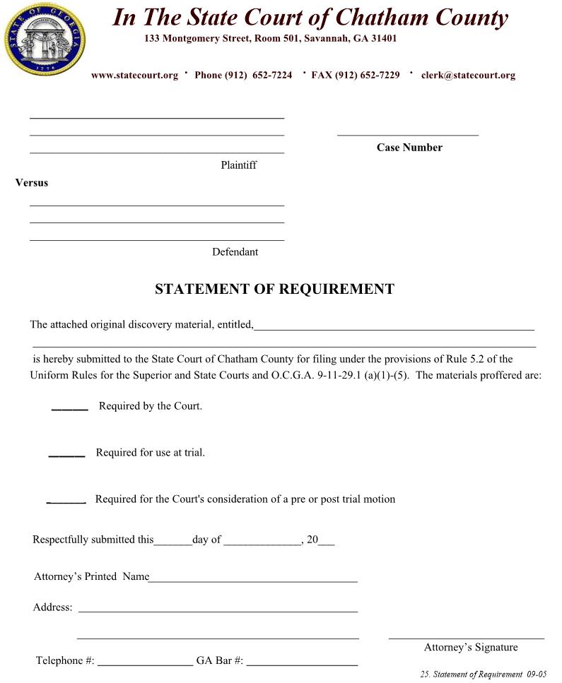 Statement Of Requirement | Pdf Fpdf Doc Docx | Georgia