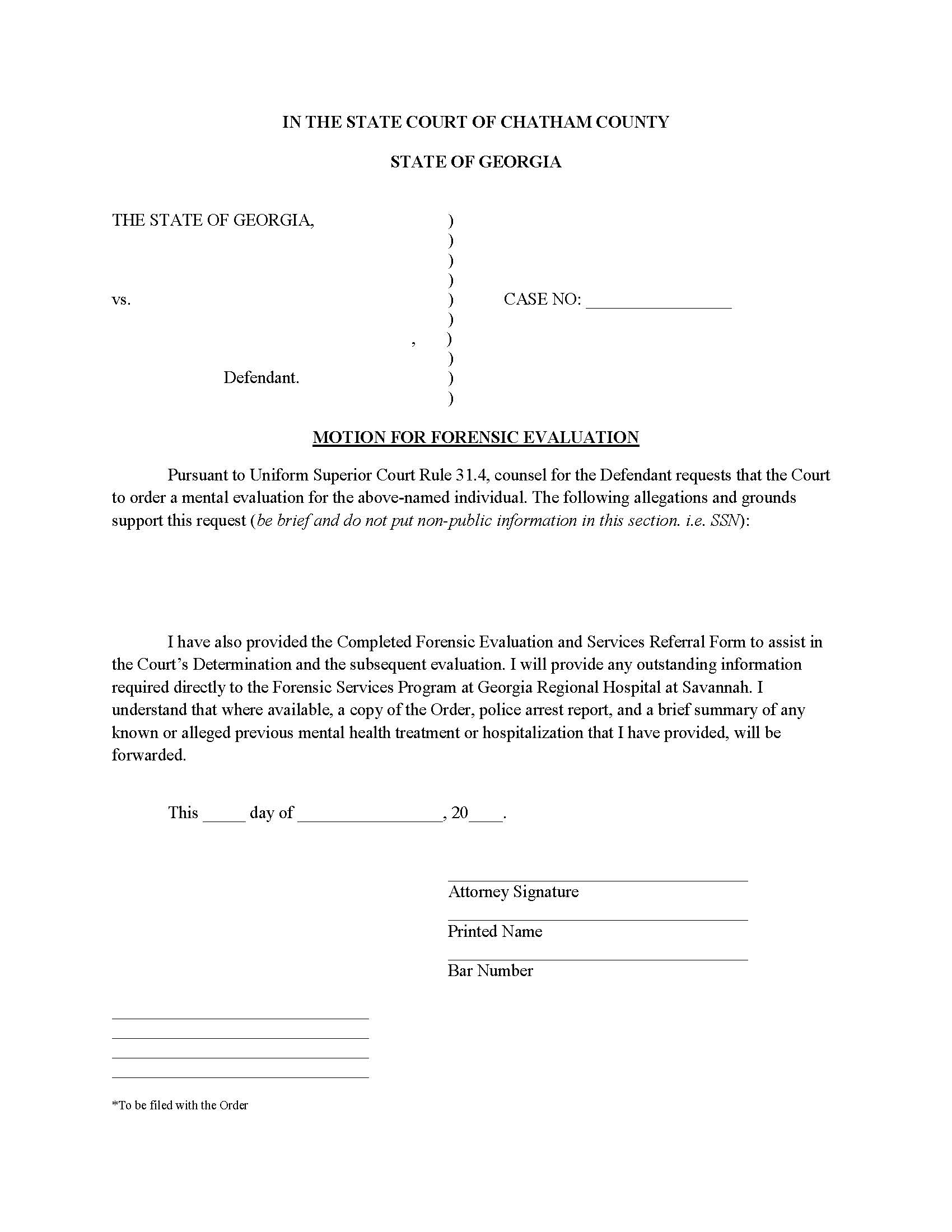Motion For Forensic Evaluation | Pdf Fpdf Docx | Georgia