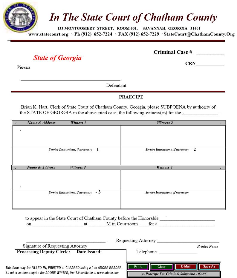 Praecipe Set (Criminal) | Pdf Fpdf Doc Docx | Georgia