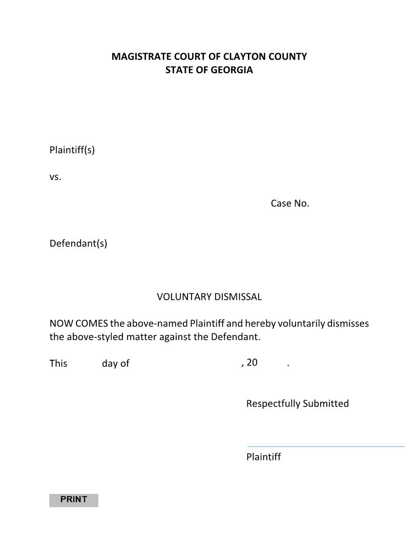 Voluntary Dismissal | Pdf Fpdf Doc Docx | Georgia