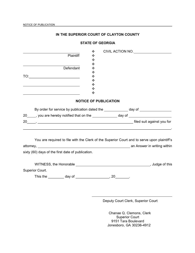 Notice Of Publication {SC-4} | Pdf Fpdf Doc Docx | Georgia