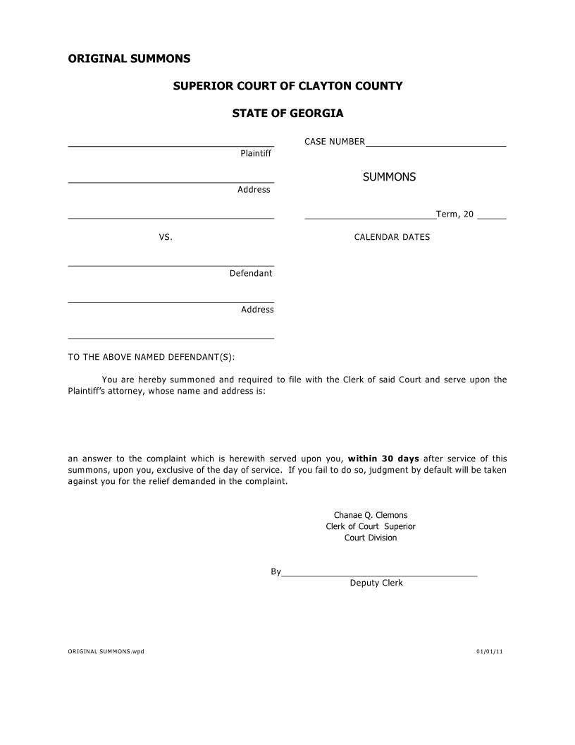 Summons | Pdf Fpdf Docx | Georgia