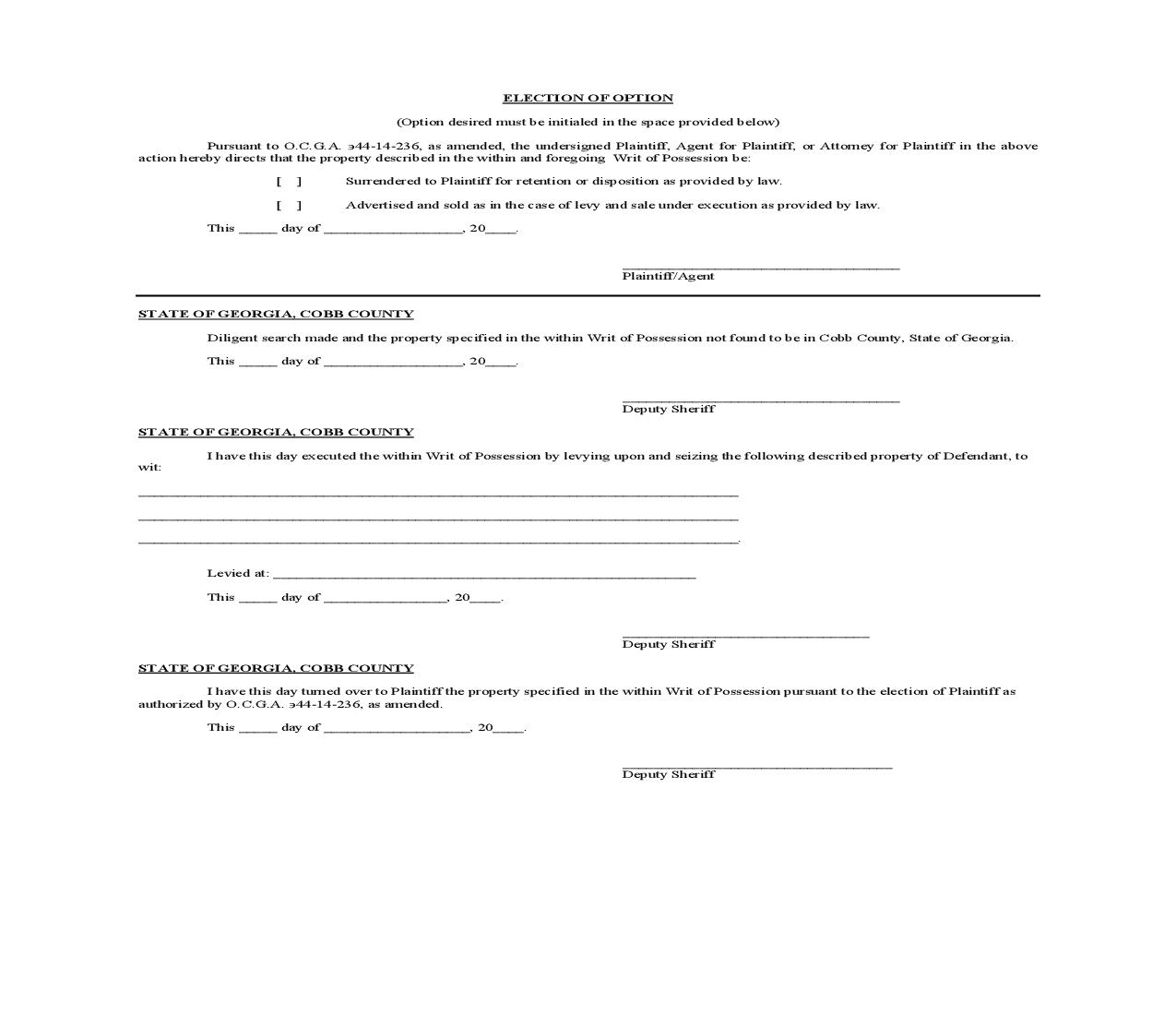 Election Of Option | Pdf Fpdf Doc Docx | Georgia