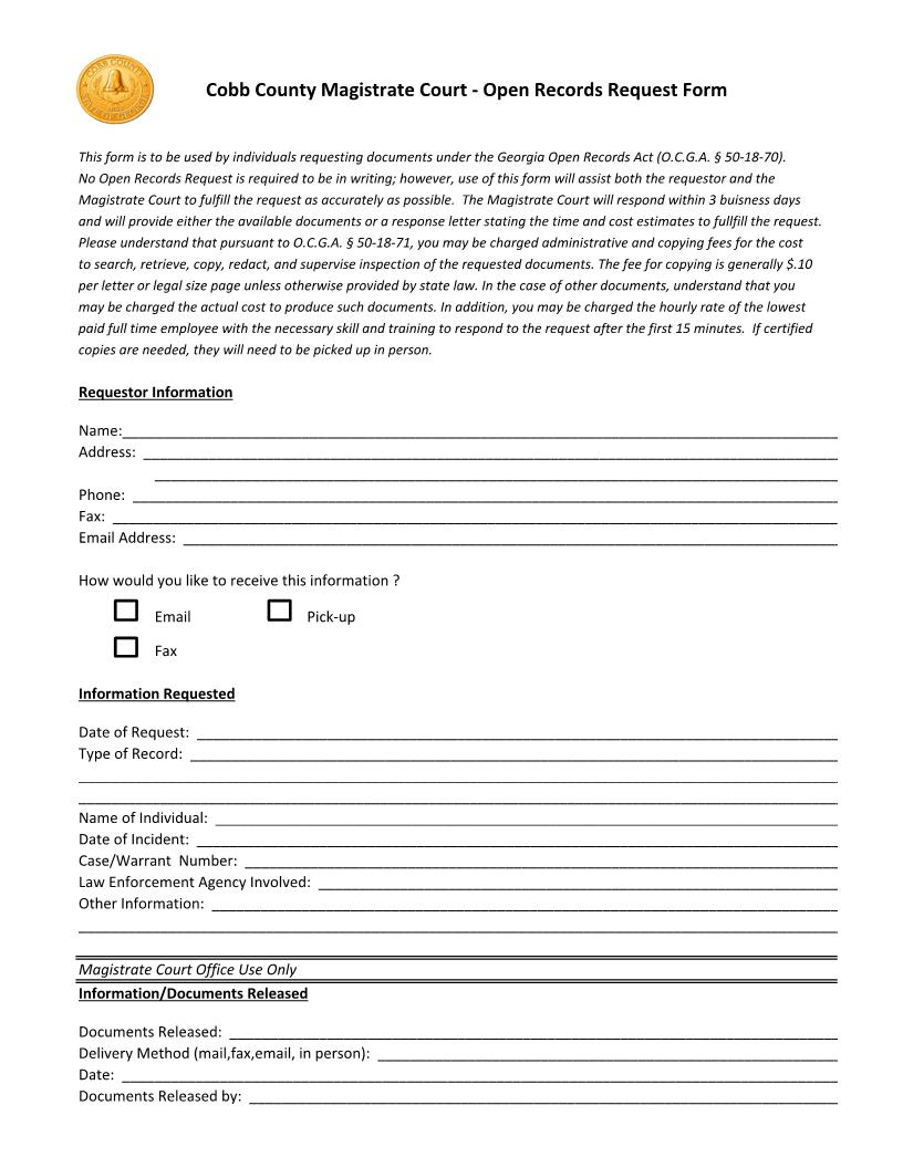 Open Records Request | Pdf Fpdf Docx | Georgia