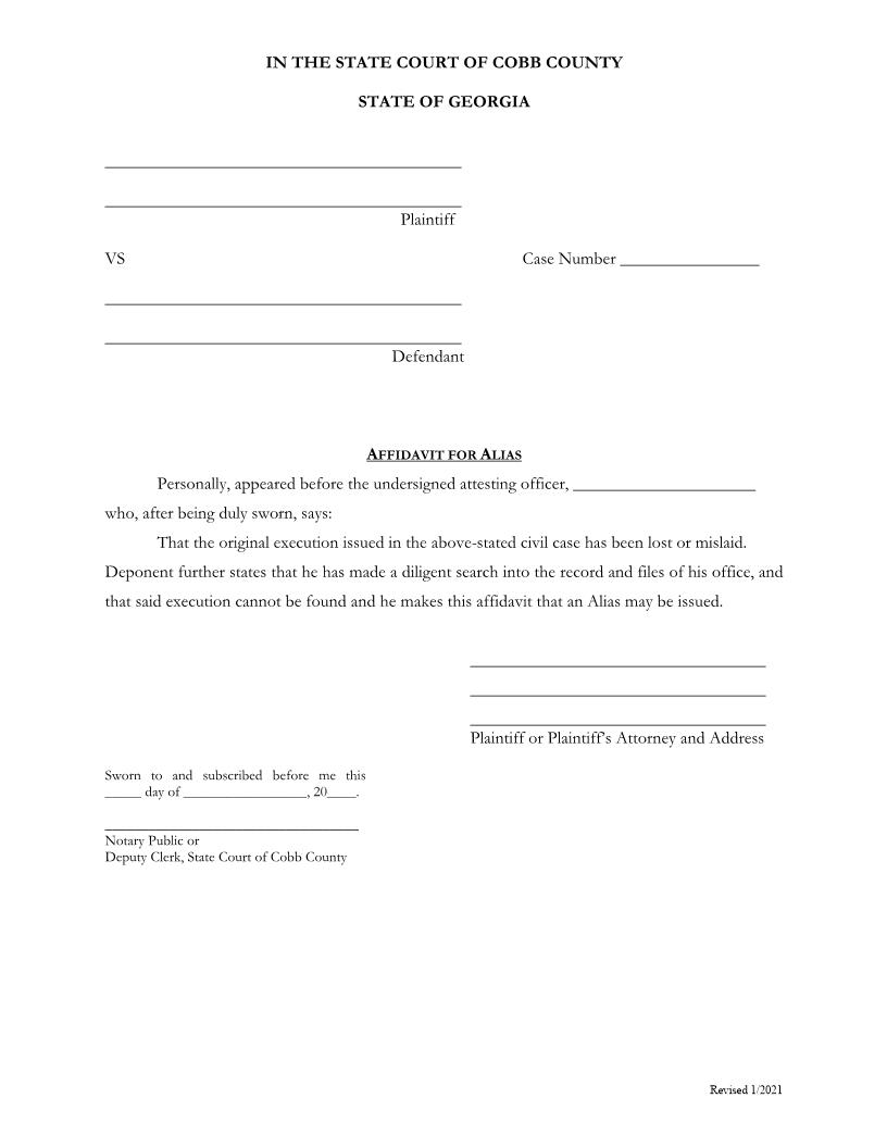 Affidavit For Alias (Fifa) | Pdf Fpdf Doc Docx | Georgia