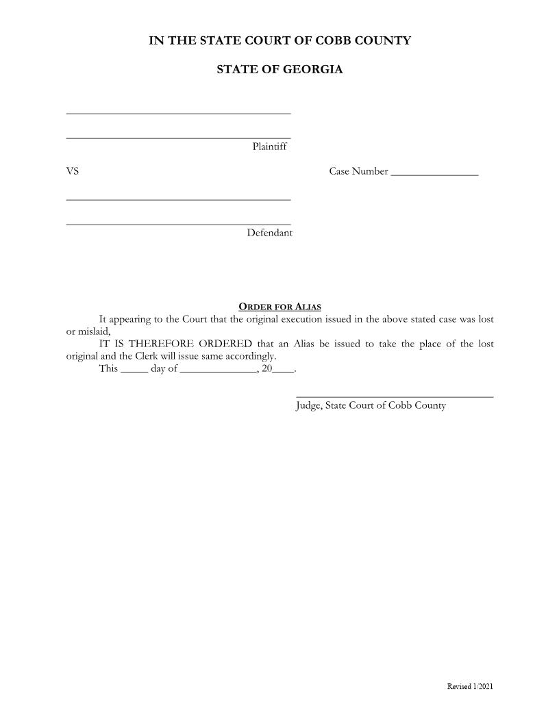 Order For Alias | Pdf Fpdf Docx | Georgia