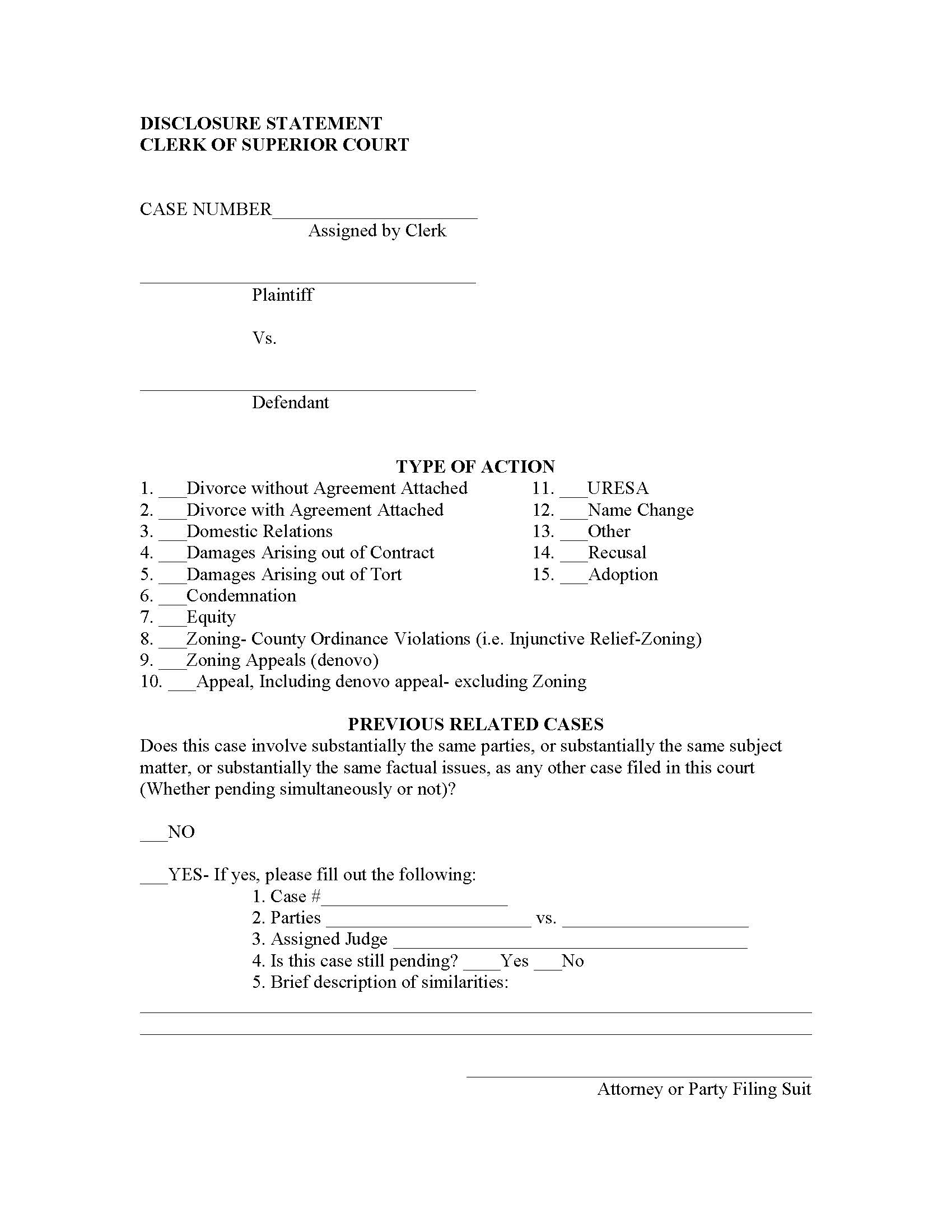 Disclosure Statement | Pdf Fpdf Docx | Georgia