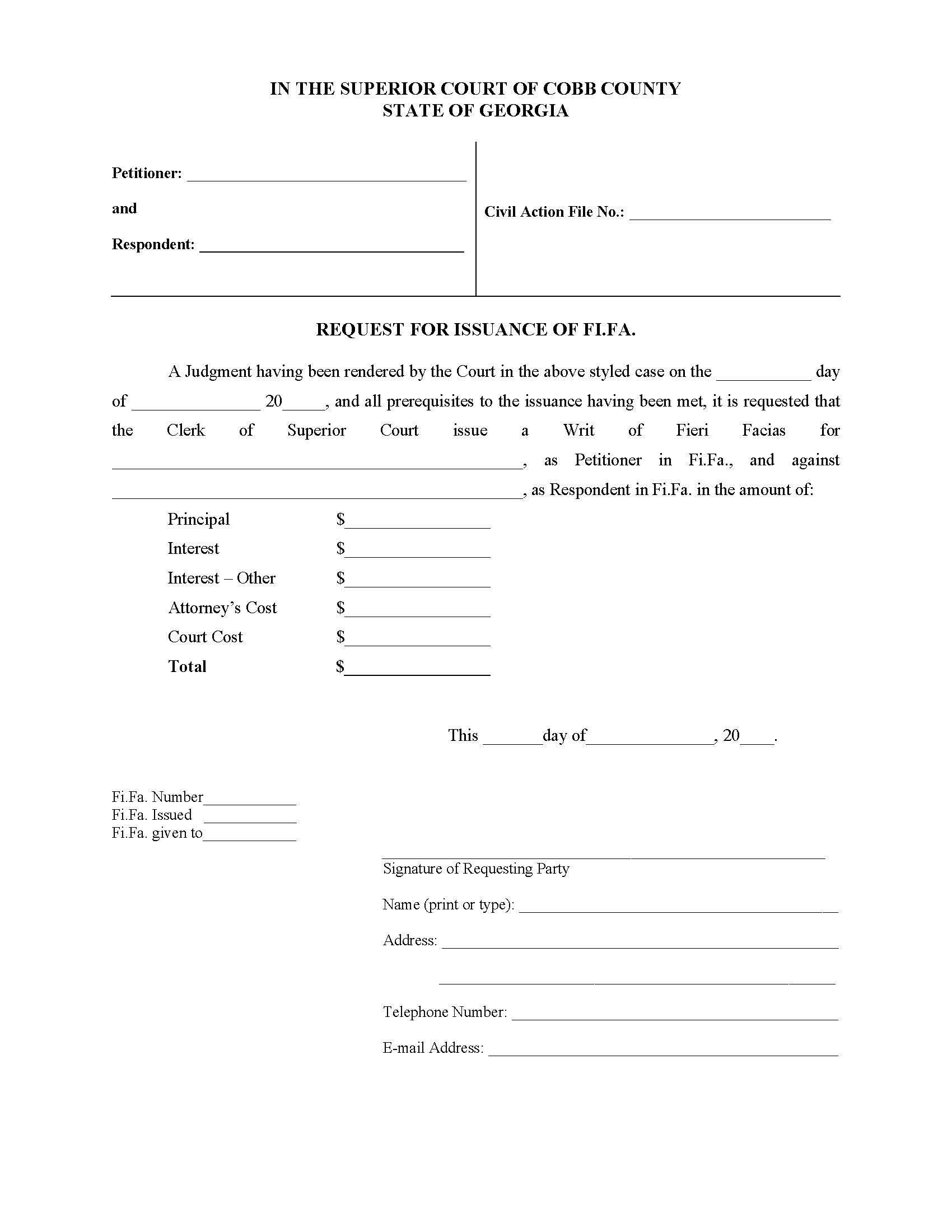 Request For Issuance Of FiFa | Pdf Fpdf Docx | Georgia