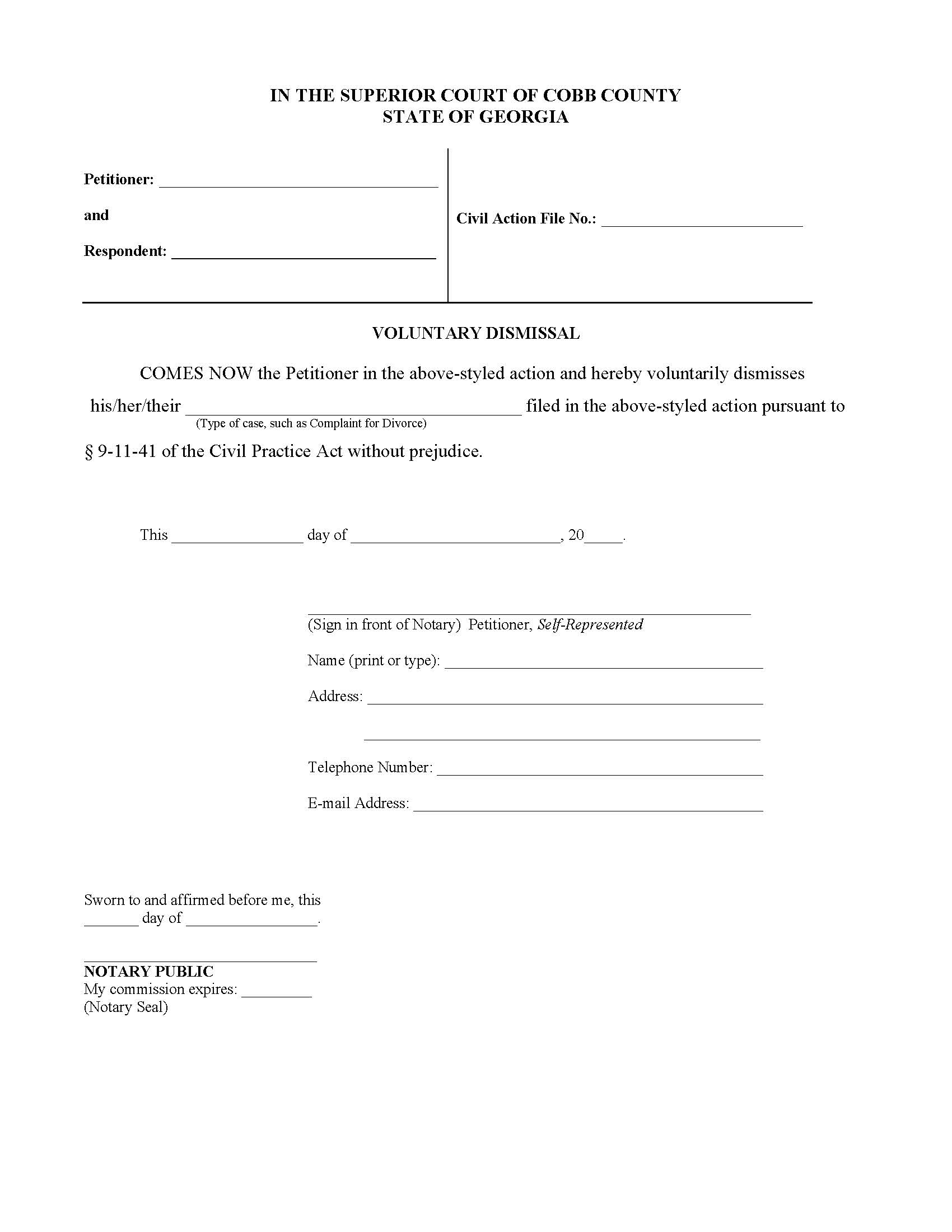 Voluntary Dismissal | Pdf Fpdf Doc Docx | Georgia