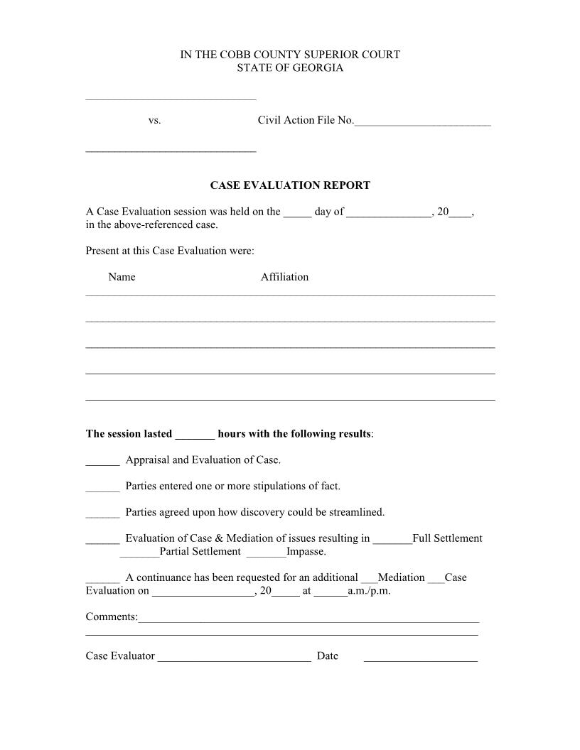 Case Evaluation Report | Pdf Fpdf Doc Docx | Georgia