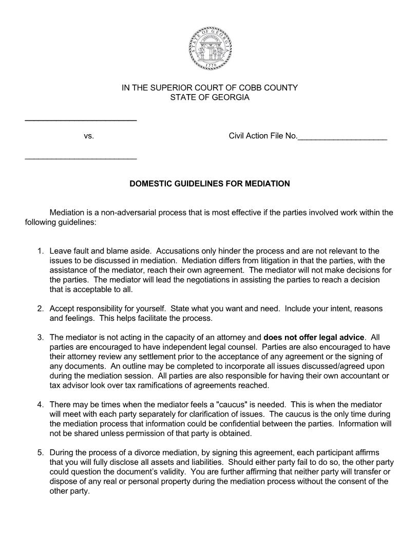Domestic Guidelines For Mediation | Pdf Fpdf Doc Docx | Georgia