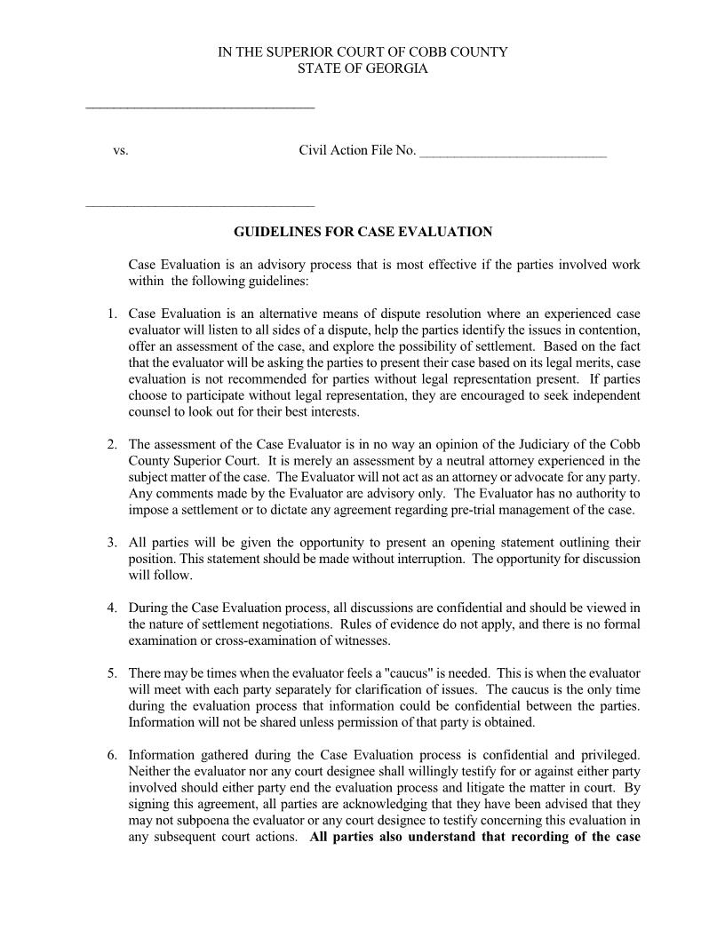 Guidelines For Case Evaluation | Pdf Fpdf Doc Docx | Georgia