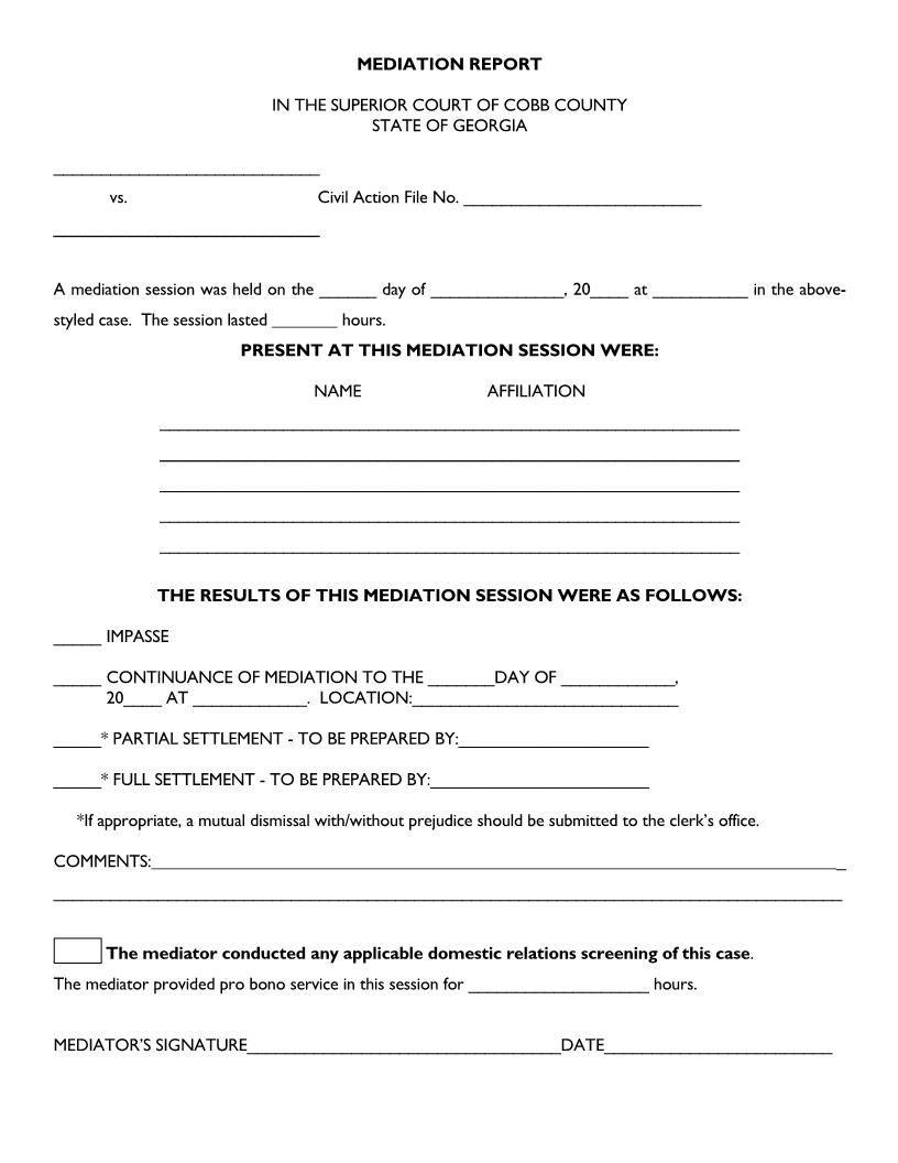 Mediation Report | Pdf Fpdf Doc Docx | Georgia