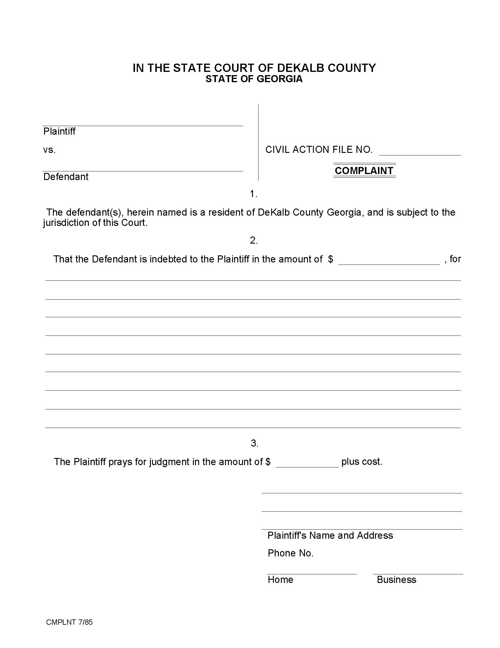 Complaint | Pdf Fpdf Doc Docx | Georgia