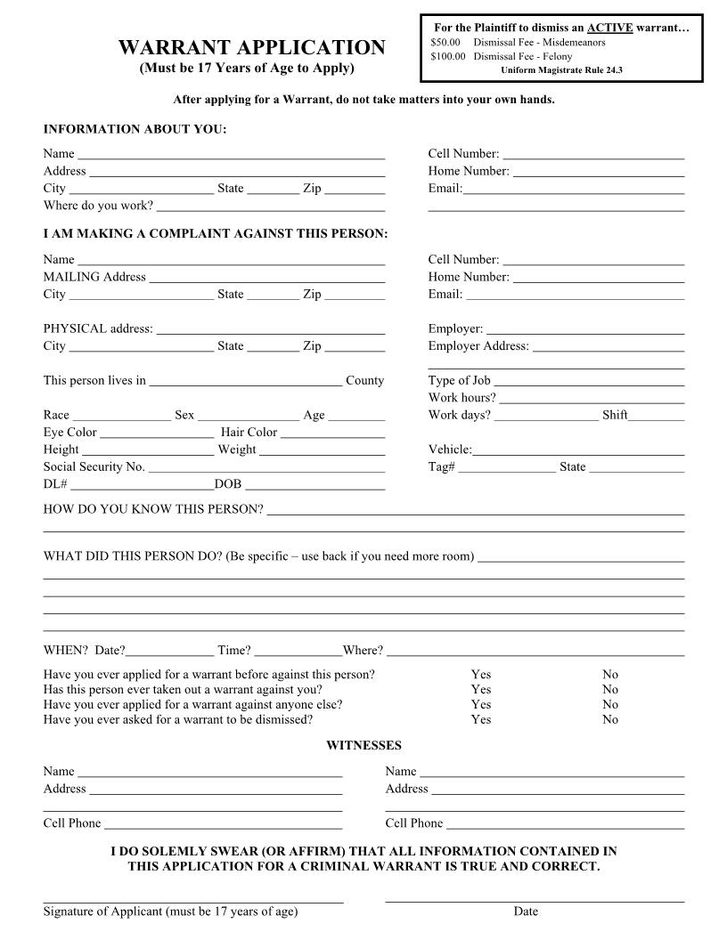 Warrant Application | Pdf Fpdf Doc Docx | Georgia