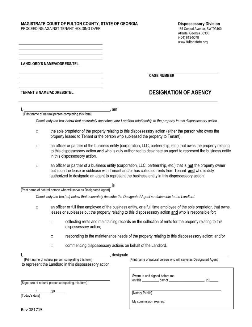 Designation Of Agency | Pdf Fpdf Docx | Georgia