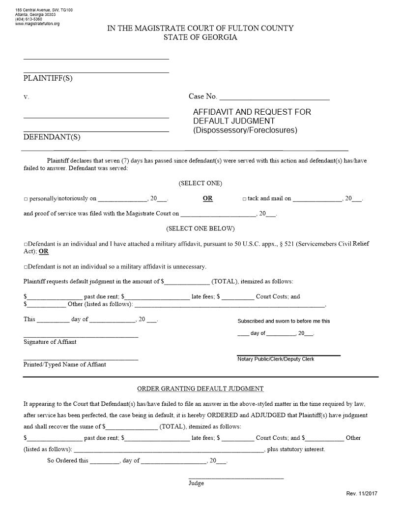 Motion For Default | Pdf Fpdf Docx | Georgia