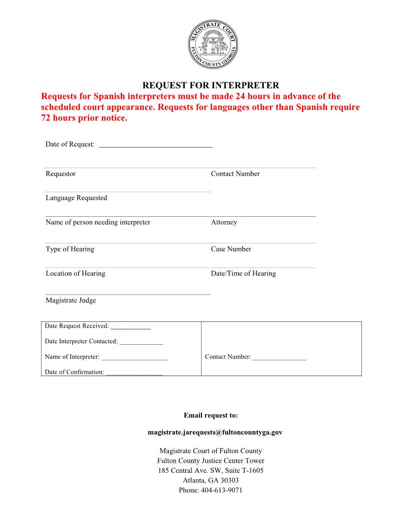 Request For Interpreter | Pdf Fpdf Docx | Georgia