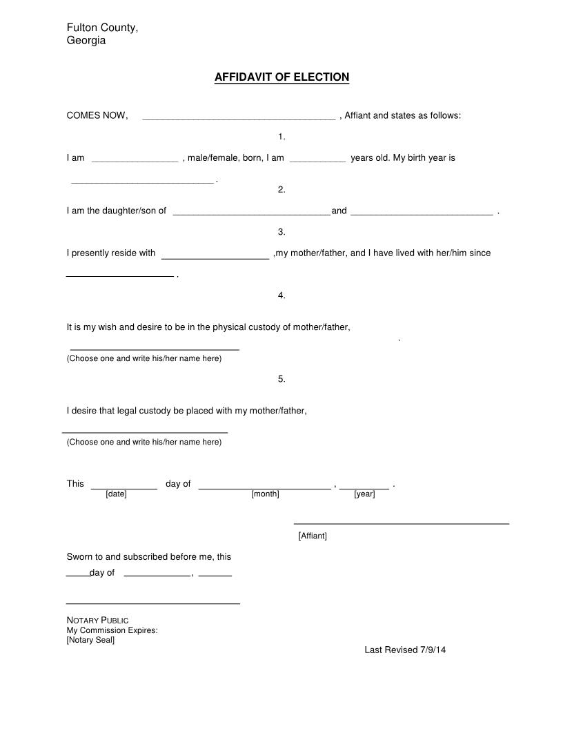 Affidavit Of Election | Pdf Fpdf Docx | Georgia