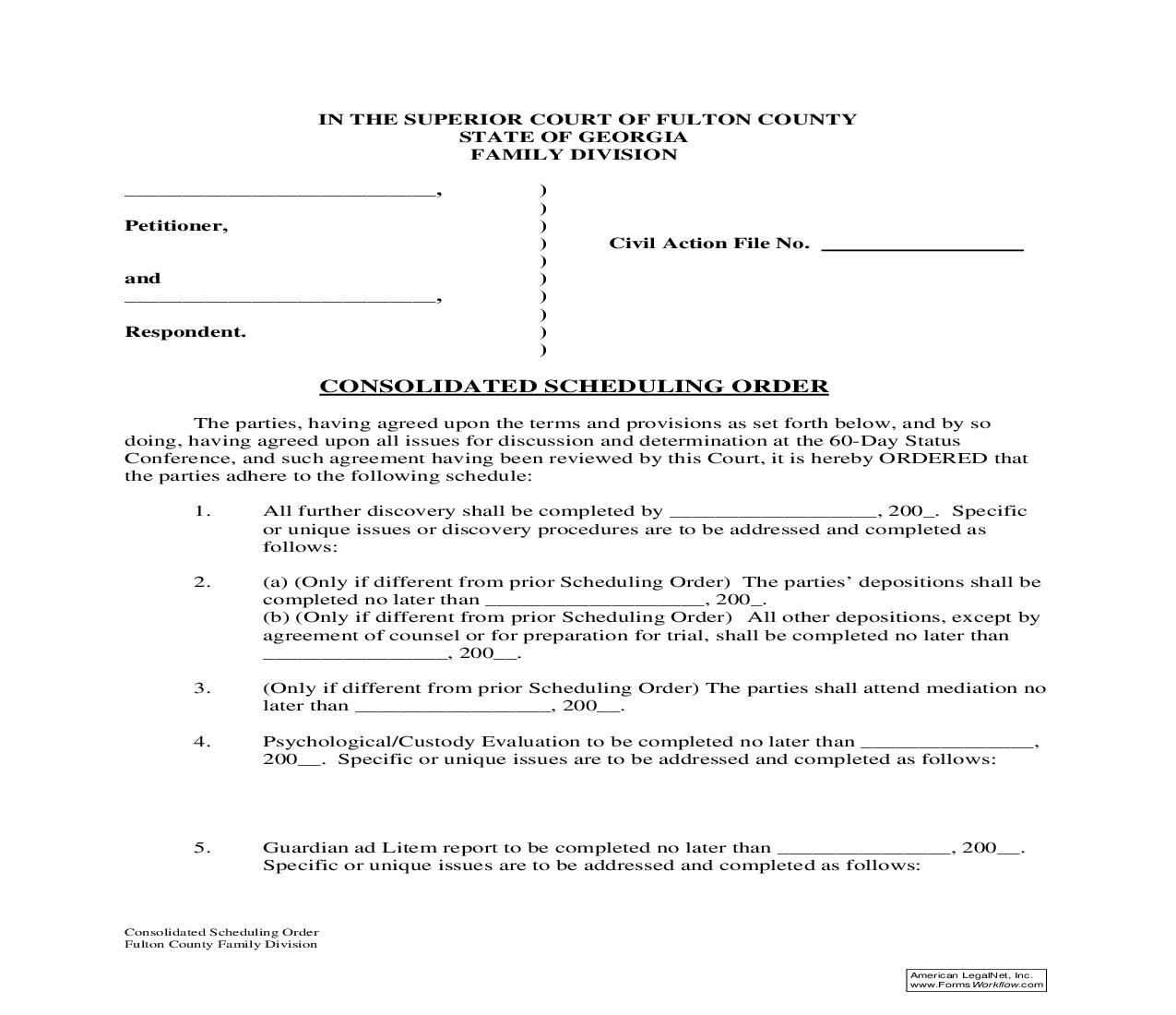 Consolidated Scheduling Order | Pdf Fpdf Doc Docx | Georgia
