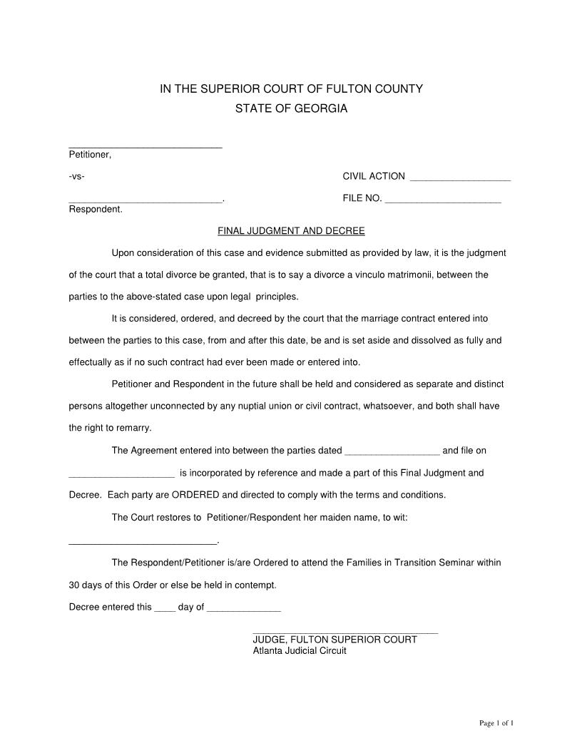 Final Judgment And Decree | Pdf Fpdf Doc Docx | Georgia