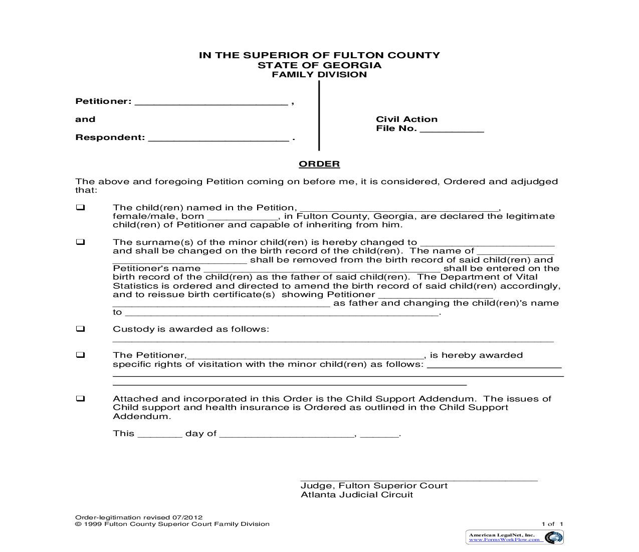 Order (For Legitimation) | Pdf Fpdf Doc Docx | Georgia