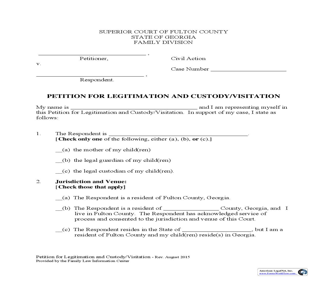 Petition For Legitimation | Pdf Fpdf Doc Docx | Georgia