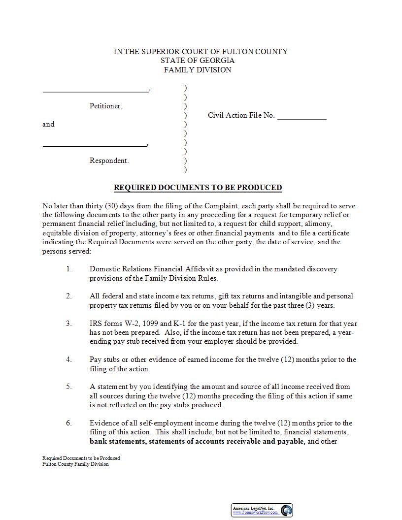 Required Documents To Be Produced | Pdf Fpdf Docx | Georgia