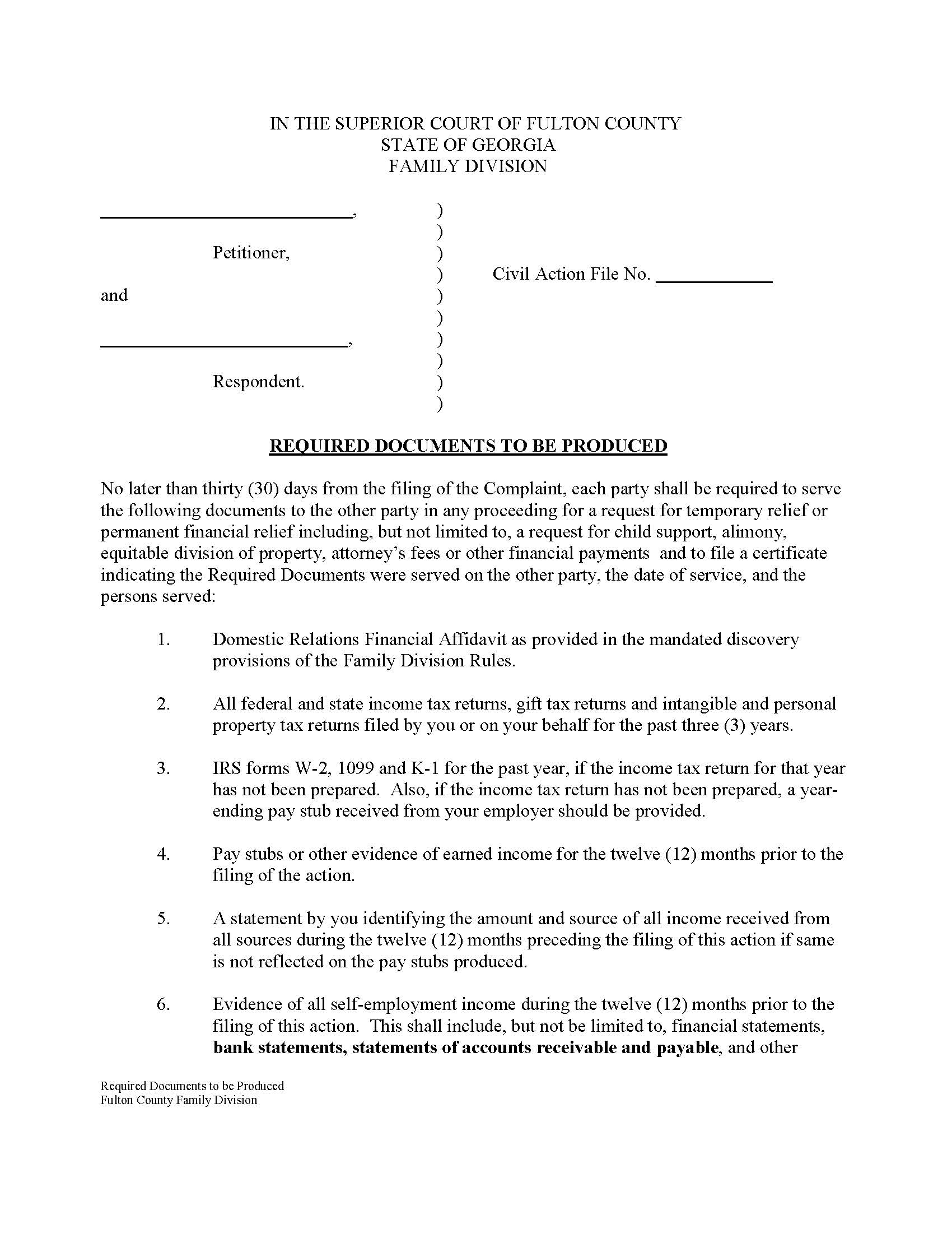 Required Documents To Be Produced | Pdf Fpdf Docx | Georgia