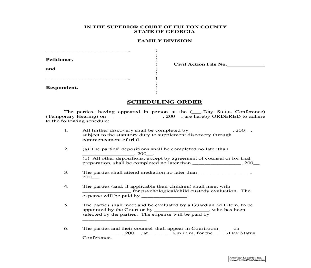 Scheduling Order | Pdf Fpdf Doc Docx | Georgia