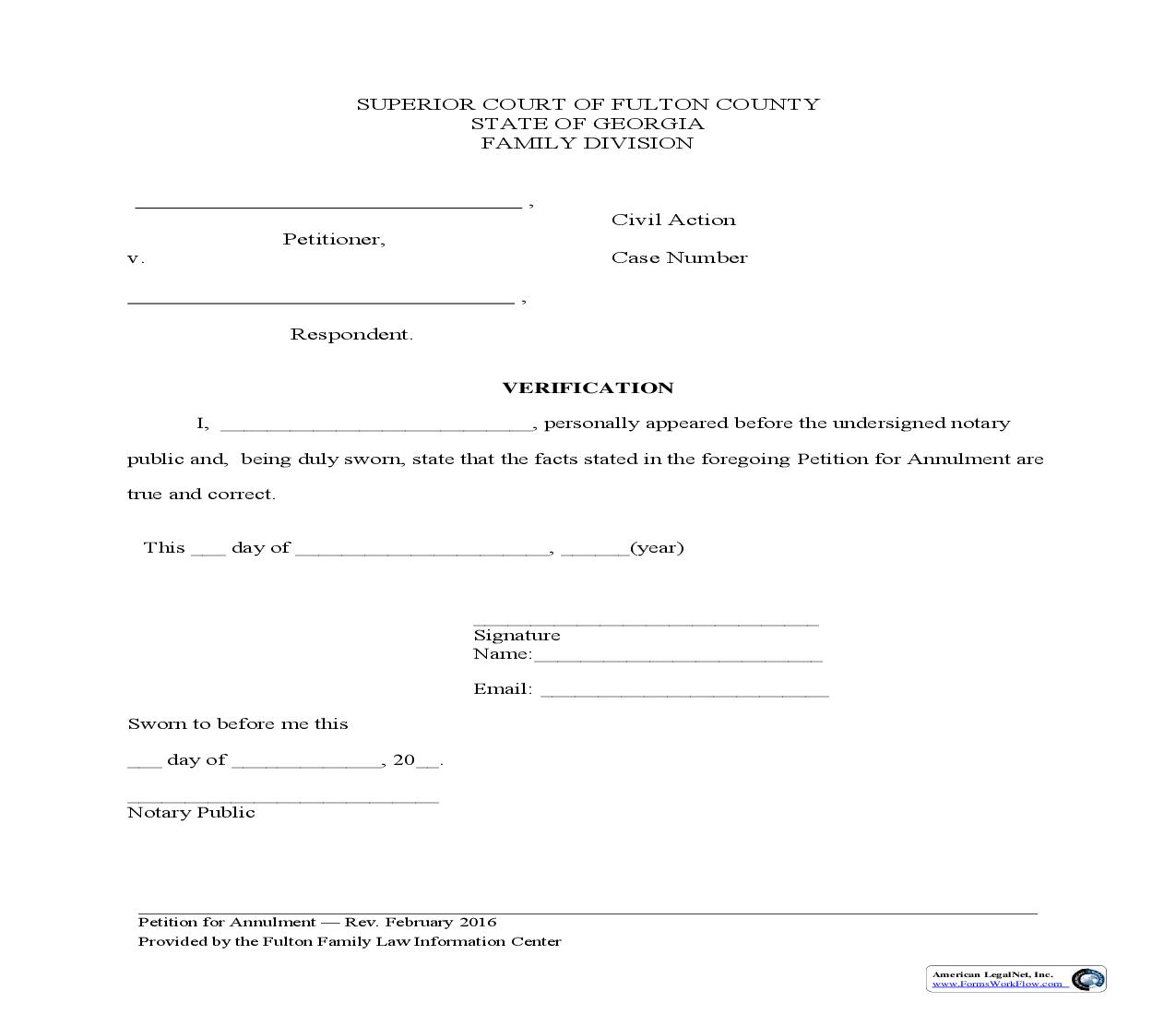 Verification (For Petition For Annulment) | Pdf Fpdf Doc Docx | Georgia