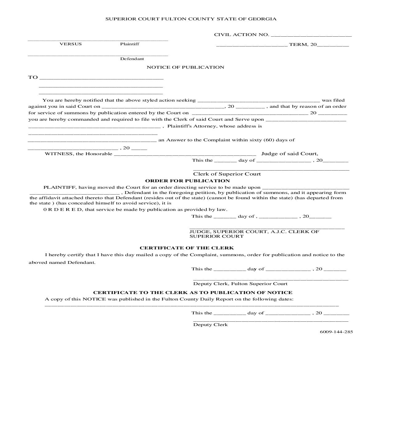 Notice Of Publication | Pdf Fpdf Doc Docx | Georgia