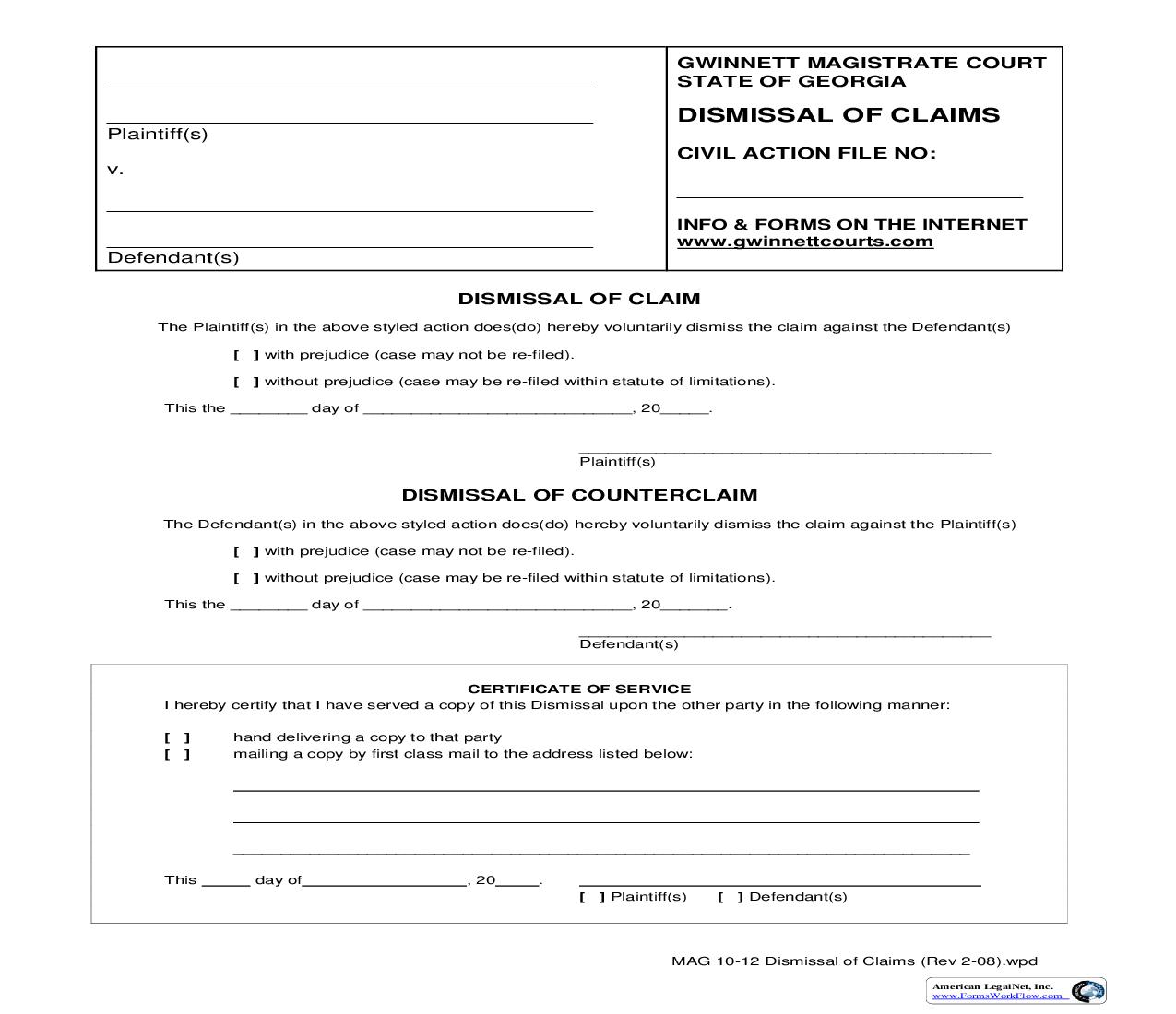 Dismissal Of Claims {MAG 10-12} | Pdf Fpdf Doc Docx | Georgia
