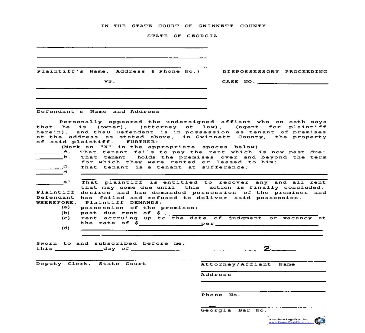 Dispossessory Proceeding | Pdf Fpdf Doc Docx | Georgia