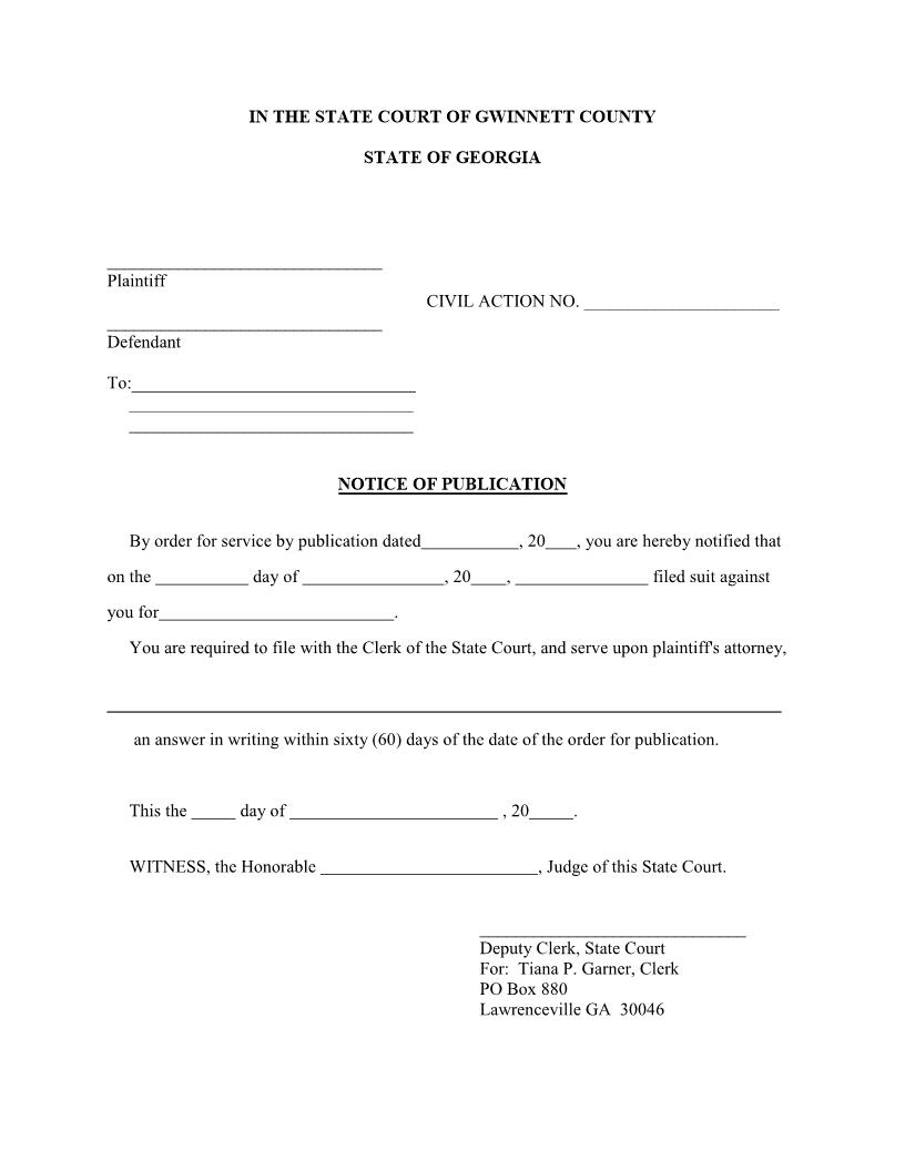 Notice Of Publication | Pdf Fpdf Docx | Georgia
