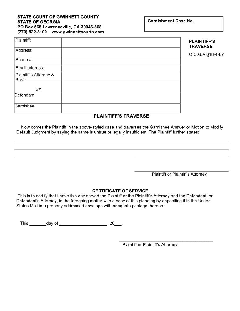 Plaintiffs Traverse | Pdf Fpdf Doc Docx | Georgia