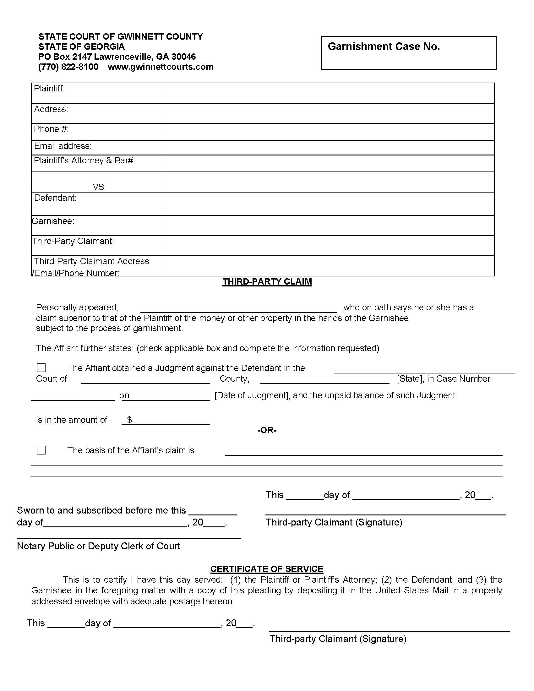 Third Party Claim | Pdf Fpdf Doc Docx | Georgia