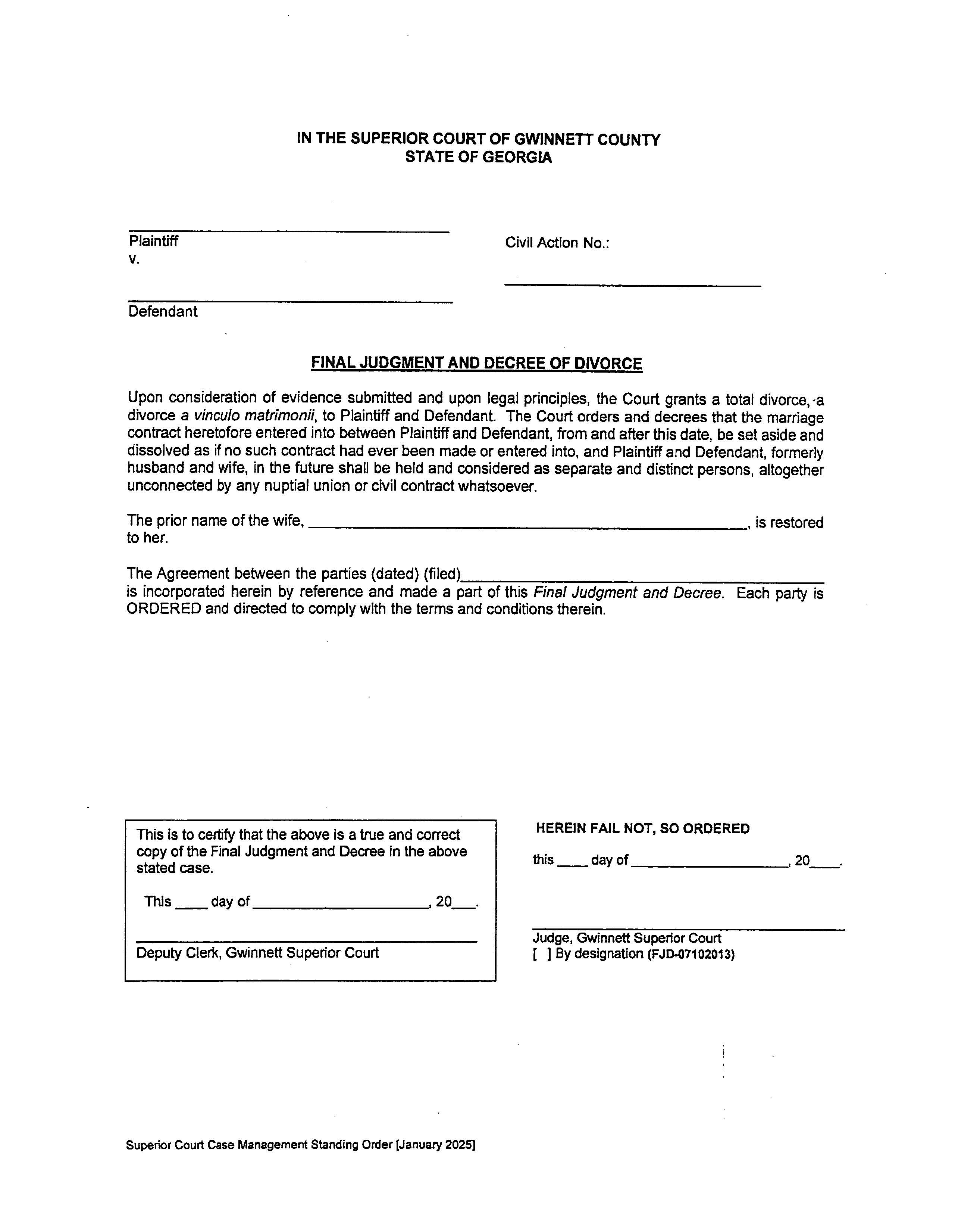 Final Judgment And Decree Of Divorce (No Children) | Pdf Fpdf Doc Docx | Georgia