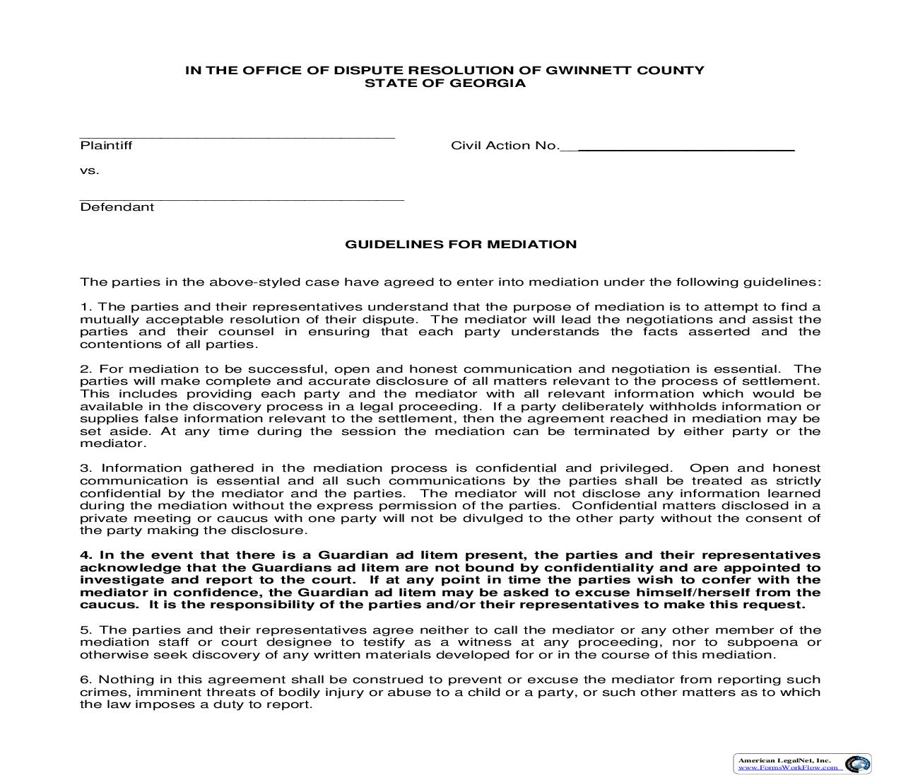 Guidelines For Mediation | Pdf Fpdf Doc Docx | Georgia