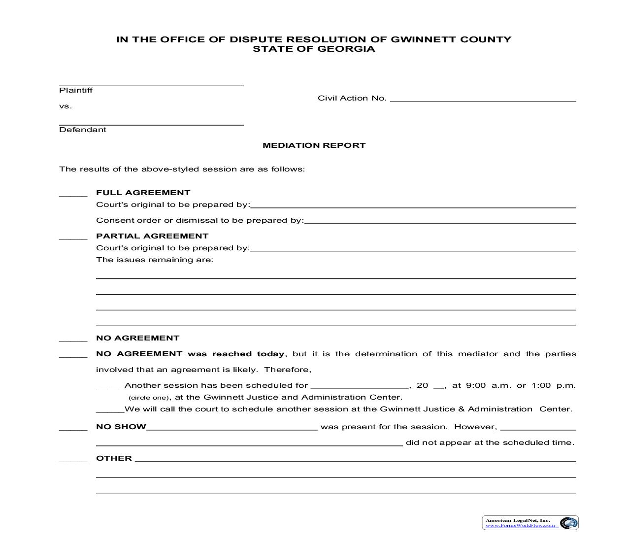 Mediation Report | Pdf Fpdf Doc Docx | Georgia