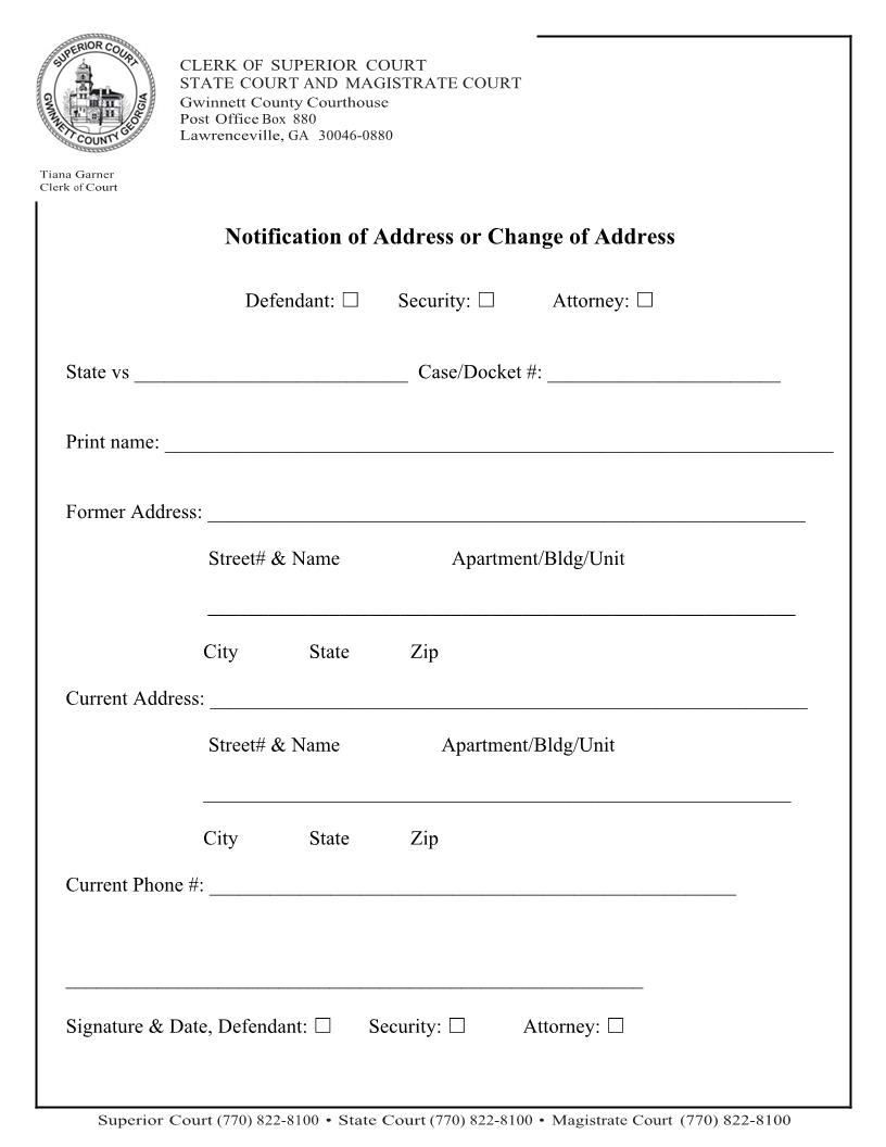 Notification Of Address Or Change Of Address | Pdf Fpdf Docx | Georgia