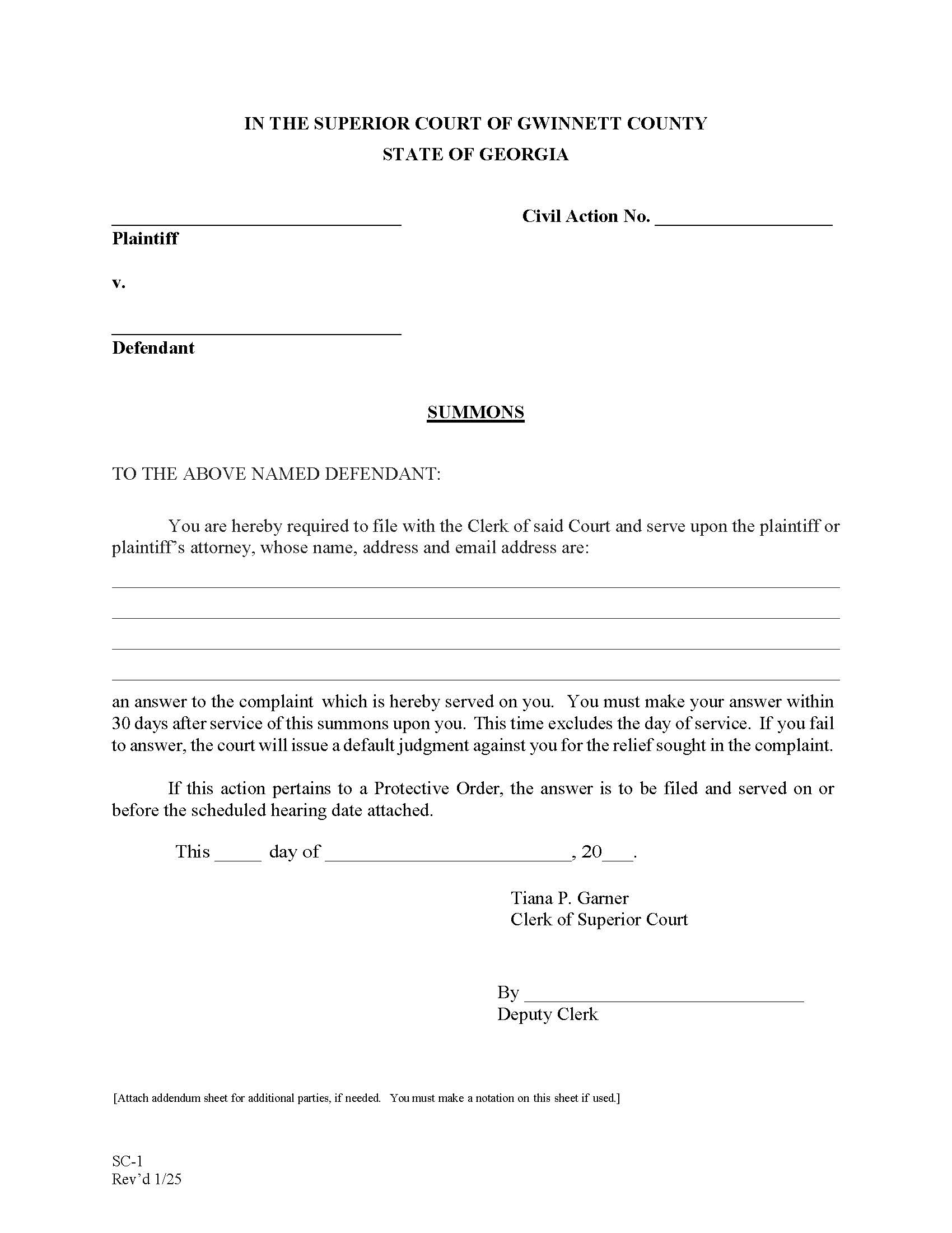 Summons | Pdf Fpdf Doc Docx | Georgia