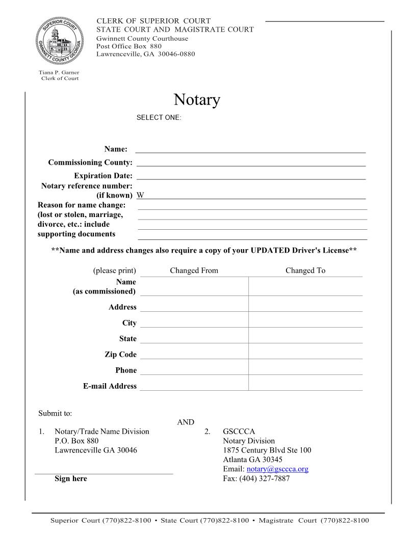 Notary Change | Pdf Fpdf Docx | Georgia