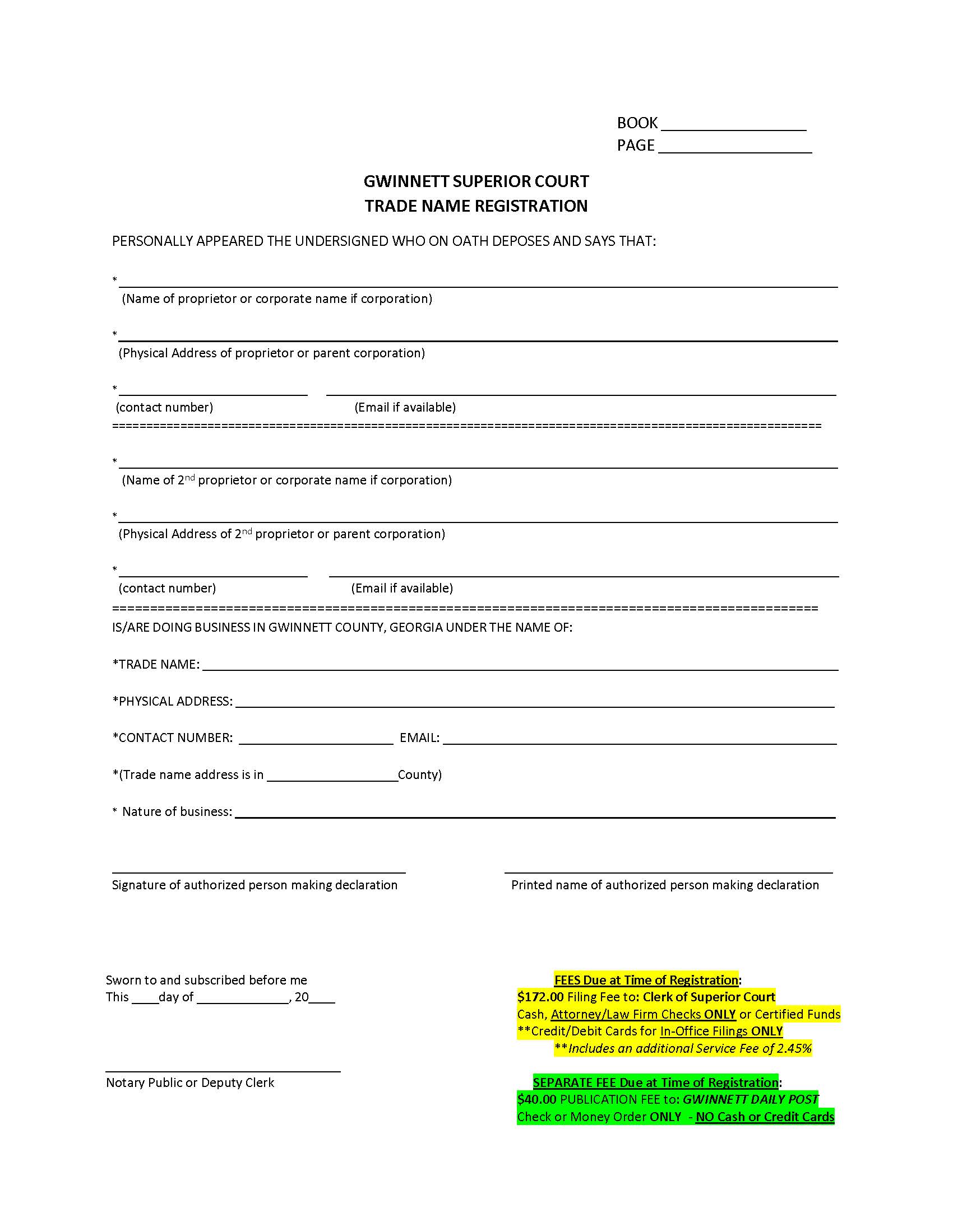 Trade Name Registration | Pdf Fpdf Docx | Georgia