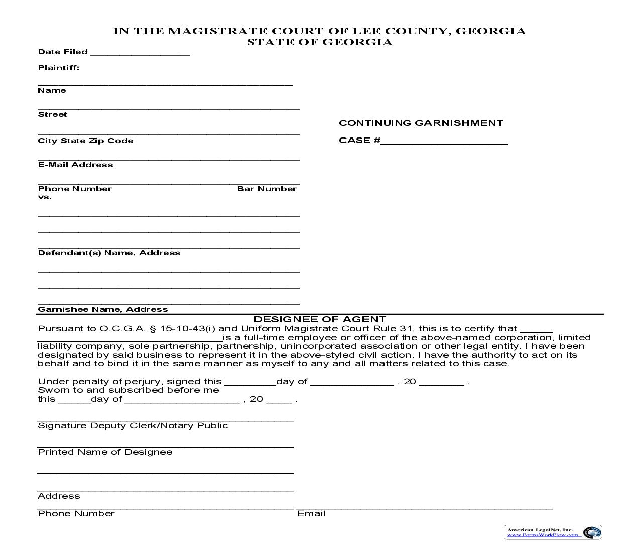 Designee Of Agent | Pdf Fpdf Doc Docx | Georgia